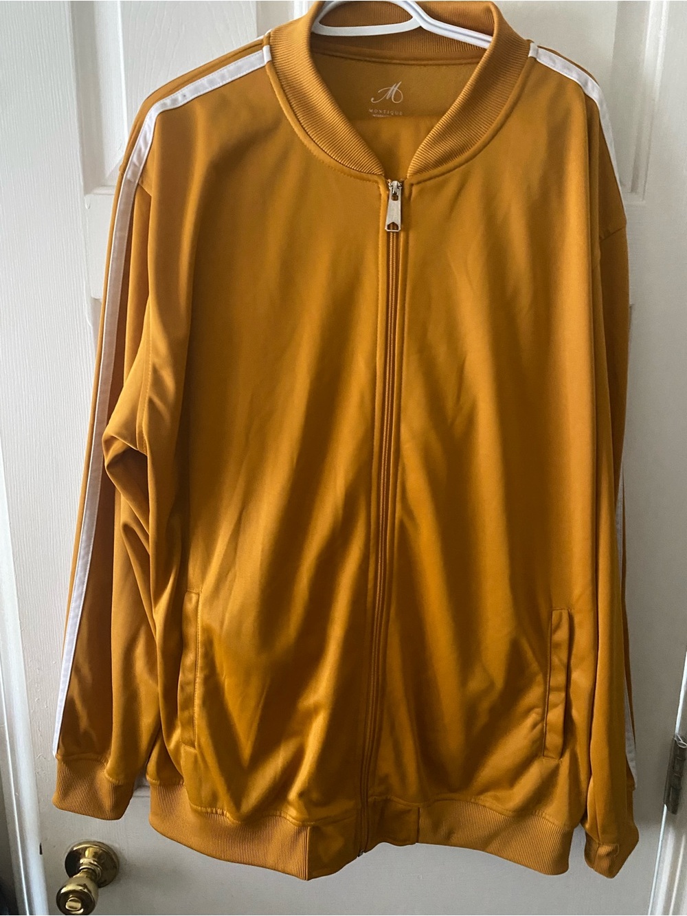 Montique Mustard Yellow Track Suit with White Stripe - Men’s Collection